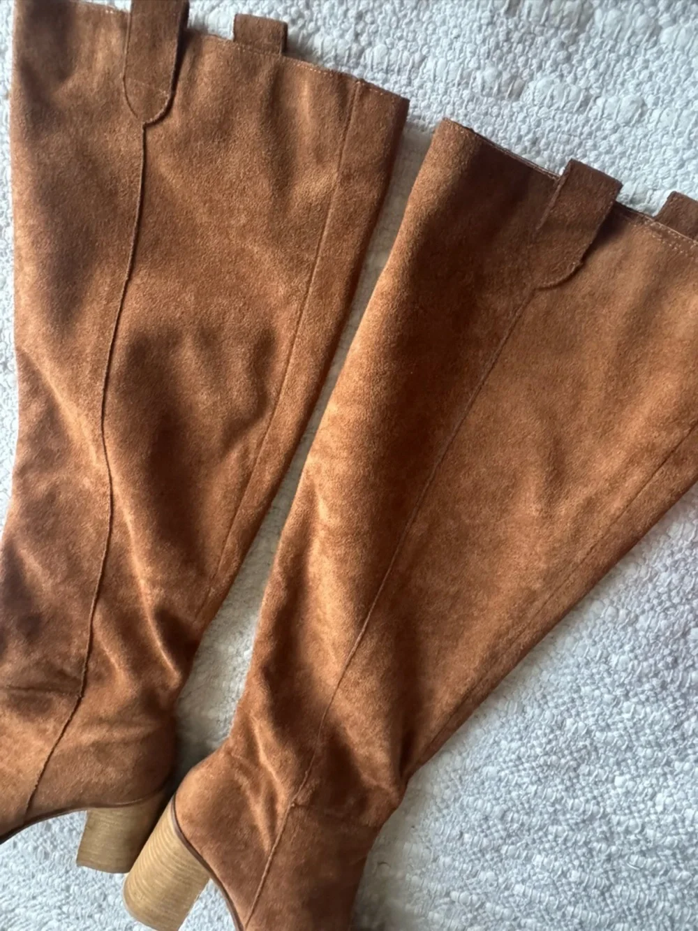 Mi.Im The Saint Handmade Suede Block Heel Tall Boots - Brown
